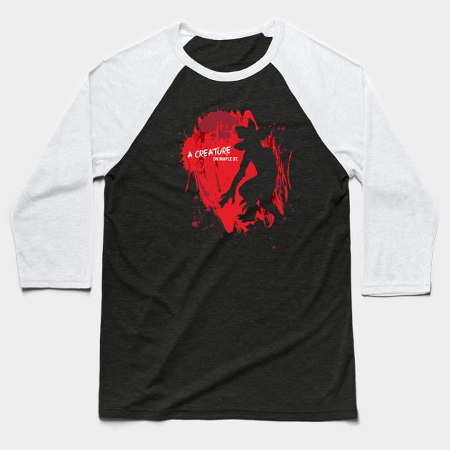 A Creature on Maple St. Baseball T-Shirt by WMKDesign